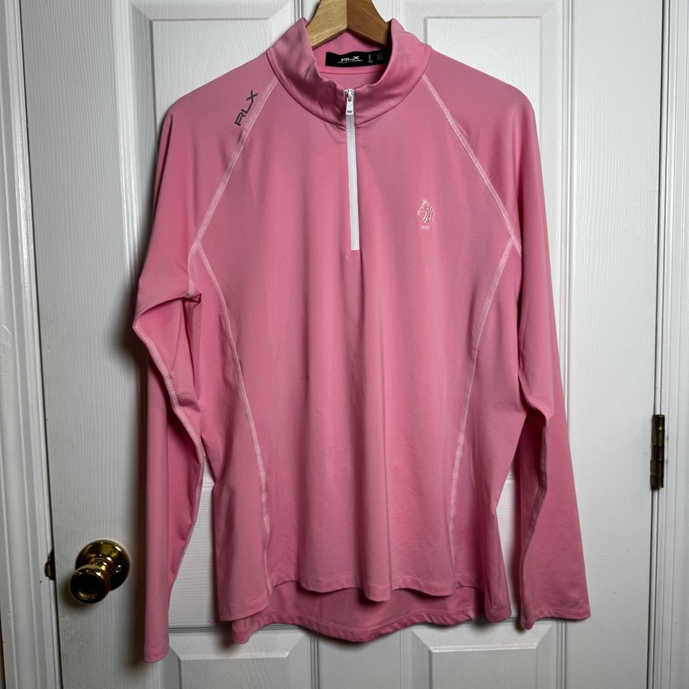 RLX Ralph Lauren Pink Quarter Zip Performance Pullover Large Golf Athletic Top